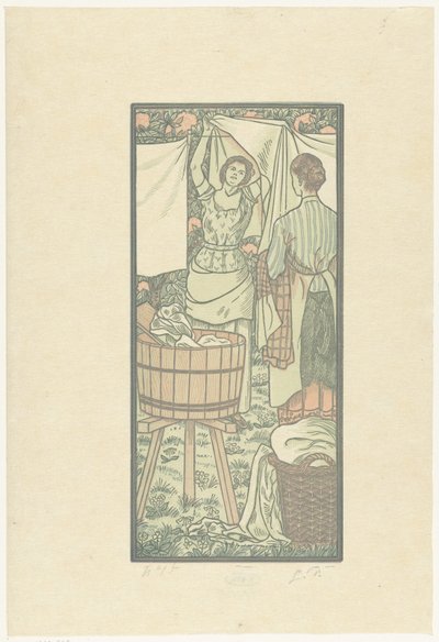 Hanging the Laundry by Lucien Pissarro