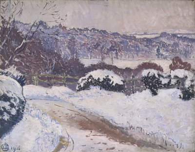 The Dorking Road, Coldharbour, in Snow by Lucien Pissarro