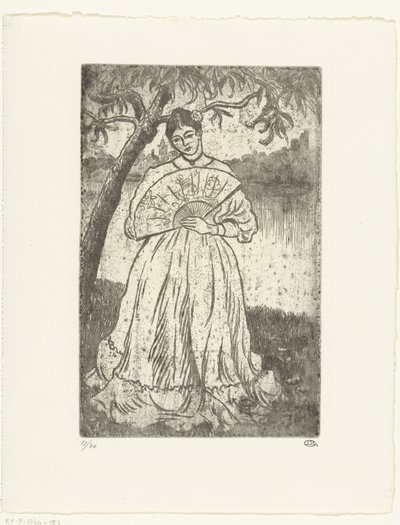 Woman with Fan by Lucien Pissarro