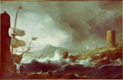 Stormy Sea on Rocky Coast by Ludolf Backhuysen