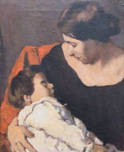 Woman with child by Ludovico (1866 1941) Tommasi