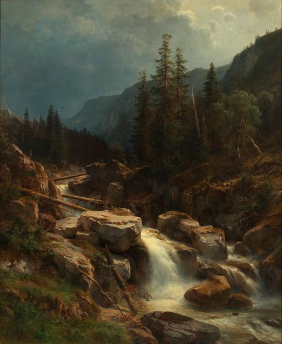 Mountains with Approaching Thunderstorm by Ludwig Halauska