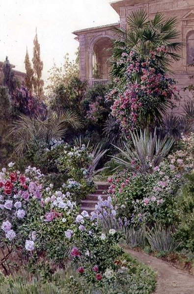 The Garden of an Italian Villa by Ludwig Hans Fischer
