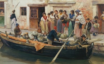Pumpkin Seller in Chioggia by Ludwig Johann Passini