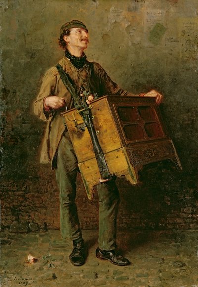 The Hurdy-Gurdy Man, 1869 by Ludwig Knaus