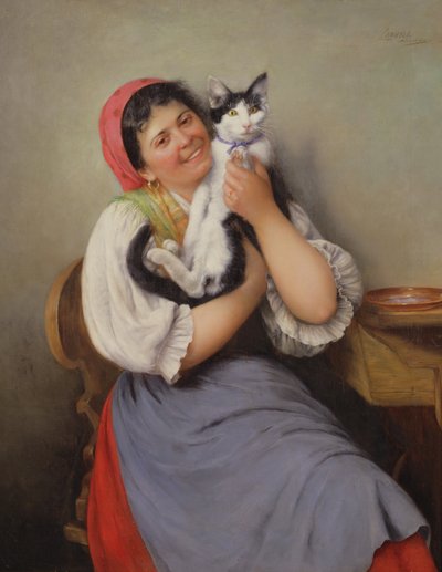 Her Favourite Cat by Ludwig Kohrl