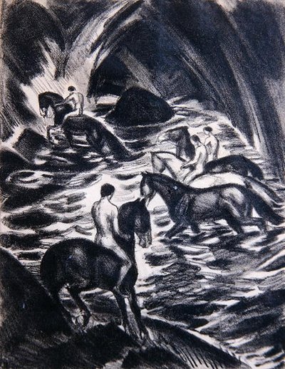 Youths riding by Ludwig von Hofmann