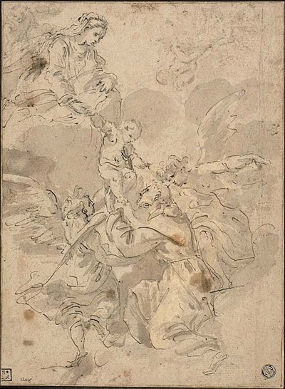 Saint Francis Adoring Virgin and Child by Luigi Garzi