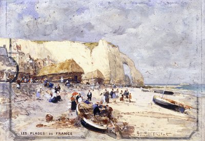 The Beach at Etretat by Luigi Loir