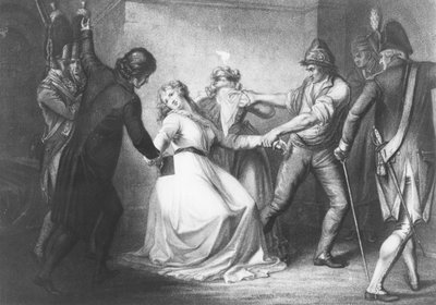 Élisabeth of France leaving the Conciergerie by Luigi Schiavonetti