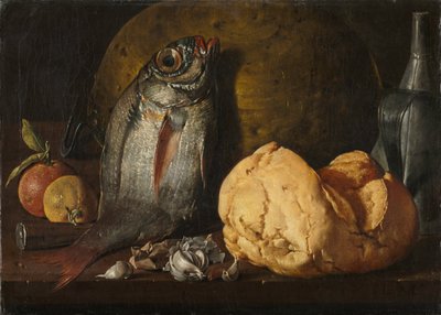 Still Life with Fish, Bread, and Kettle by Luis Meléndez