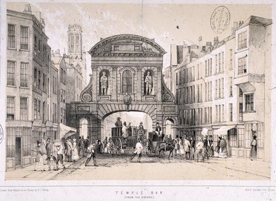 Temple Bar, London, c1845 by M and N Hanhart