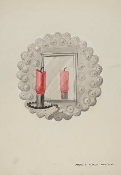 Tin-Mirror Candle Sconce by Majel G. Claflin