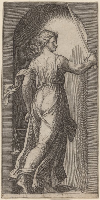 Justice by Marcantonio Raimondi after Raphael