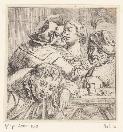 Four Figures in a Tavern Interior by Marcellus Laroon