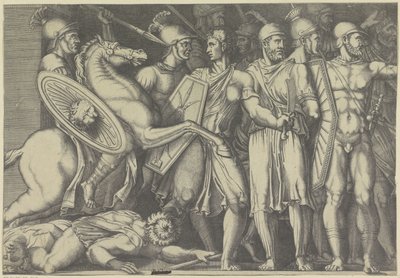 Trajan Fighting the Dacians by Marco Dente (attributed to)