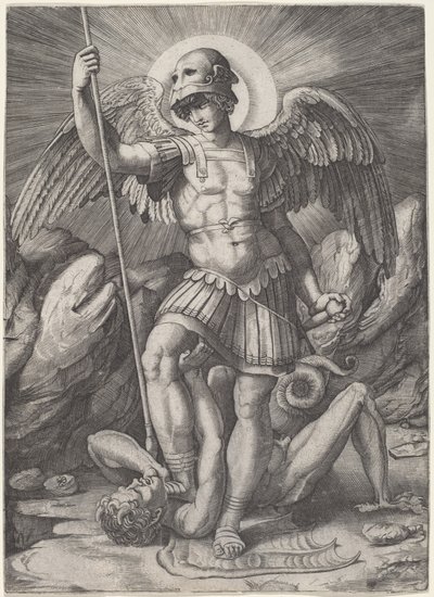 Saint Michael by Marco Dente after Raphael