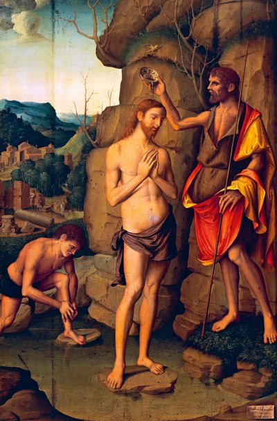 Panel Depicting Baptism of Christ by Marco Palmezzano