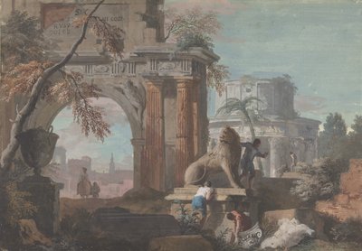 Capriccio with Roman Ruins by Marco Ricci