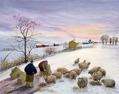 Feeding Sheep in Winter by Margaret Loxton