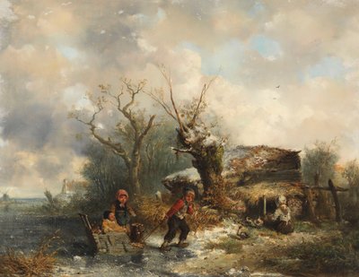 Winter Landscape with Playing Children by Mari ten Kate