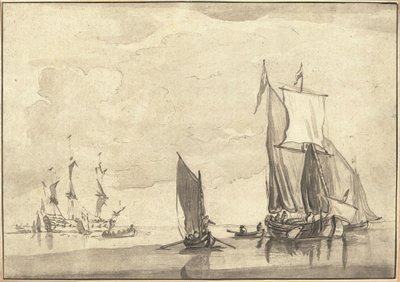 Seascape by Maria Catharina Prestel after Willem van de Velde the Younger
