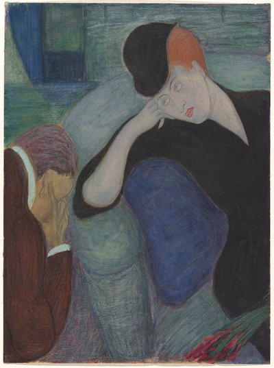 Interior with Seated Couple by Marianne von Werefkin