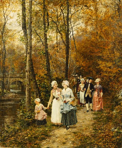 The Afternoon Stroll by Marie Francois Firmin Girard