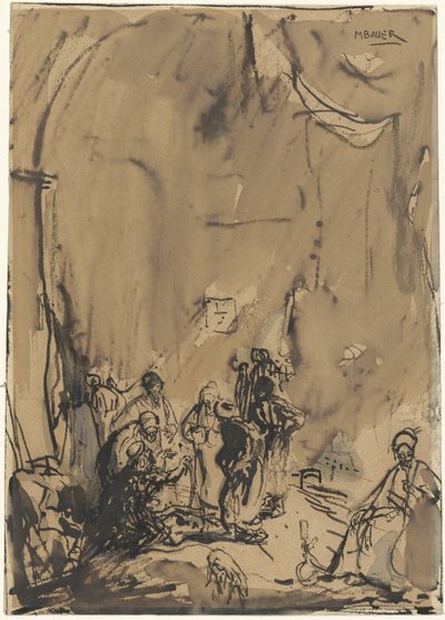 Group of Easterners in Intense Conversation by Marius Bauer