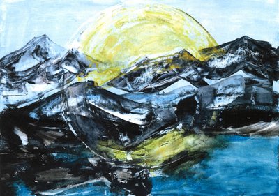 Mountain Lake in Moonlight by Martina Konitzky