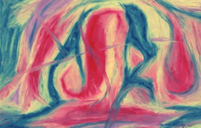 Blue Red Composition Abstract by Martina Konitzky