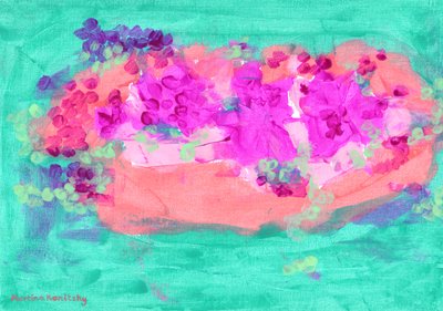 Flower Basket with Roses by Martina Konitzky