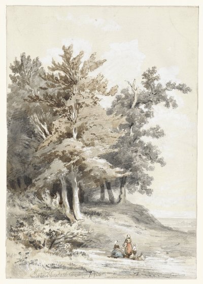 Forest edge with figures by Martinus Antonius Kuytenbrouwer jr.