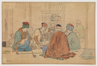 Café Interior with Men Smoking Pipes by Martinus Rørbye