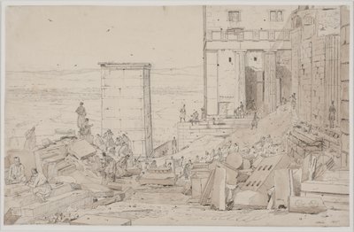 Excavation in front of the Propylaea by Martinus Rørbye