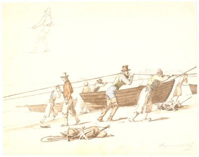 Fishermen Hauling Nets on Sønderstrand by Martinus Rørbye