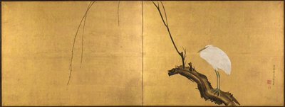 Heron on a Willow Branch by Maruyama Okyo