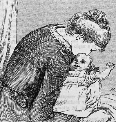 A mother cuddling her child by Mary Ellen Edwards