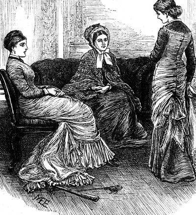 Three women sit in conversation by Mary Ellen Edwards