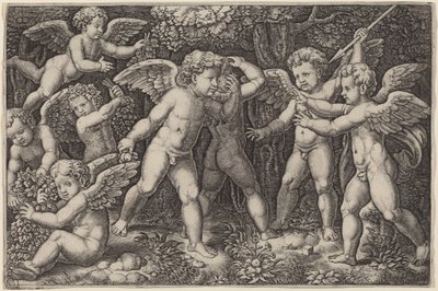 Putti Playing by Master of the Die after Raphael