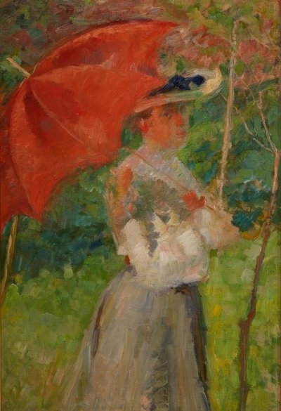 The Red Parasol by Matej Sternen