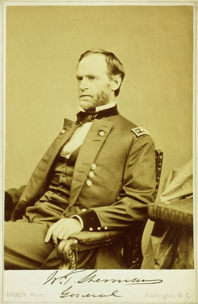 Portrait photograph of William Tecumseh Sherman by Mathew B. Brady