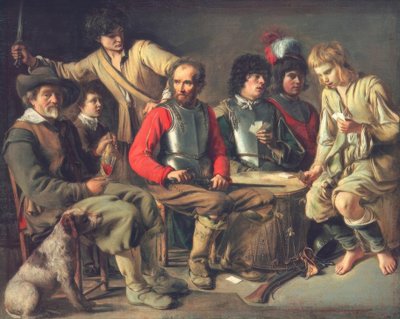 Fight at the Card Game by Mathieu Le Nain