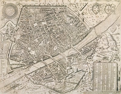 Map of Florence, 1595 by Matteo Florimi