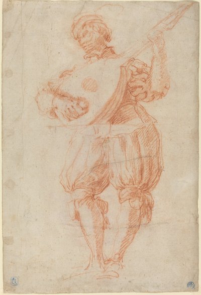 Man Playing a Lute (recto) by Matteo Rosselli