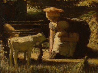 Getting acquainted The little goat, ca 1865 by Matthijs Maris