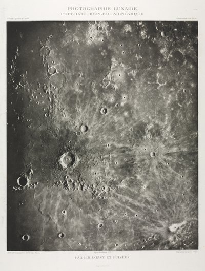 Photographie Lunaire: Copernic-Képler-Aristarique, 1896 by Maurice Loewy