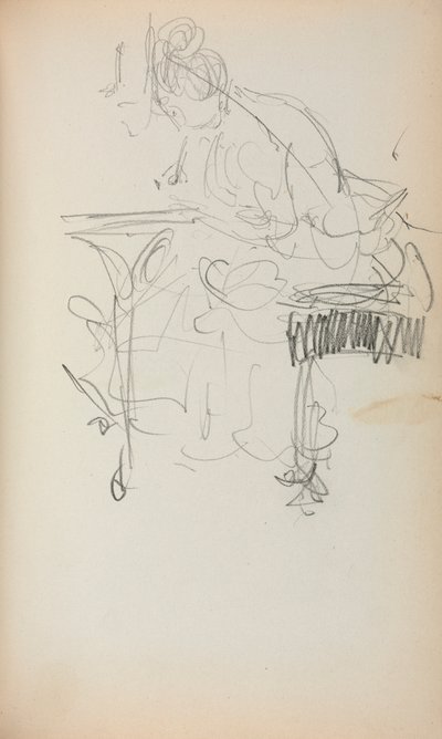 Italian Sketchbook: Seated Woman Sewing (page 153) by Maurice Prendergast