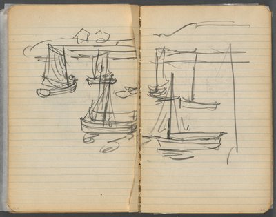 Sketchbook, page 124 & 125: Sailboats by Maurice Prendergast