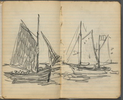 Sketchbook, page 156 & 157: View of Sailboats by Maurice Prendergast
